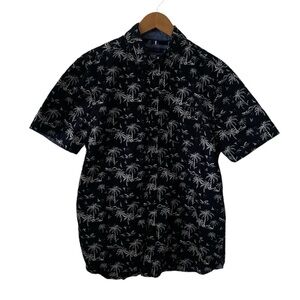 English Laundry Tropical Print Navy Blue and White Button Down Shirt sz M